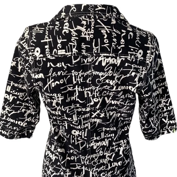 VINTAGE 90/Y2k graffiti print long sleeve pencil Dress - Picture 12 of 16